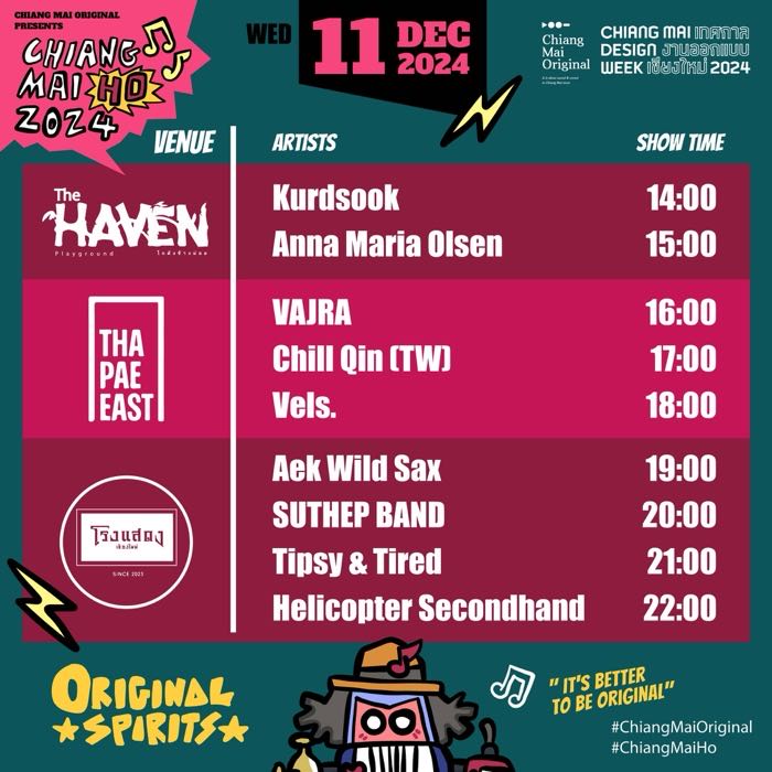 Dec 11 Chiang Mai Ho 2024 Schedule a music festival organizaed by Chiang Mai Original