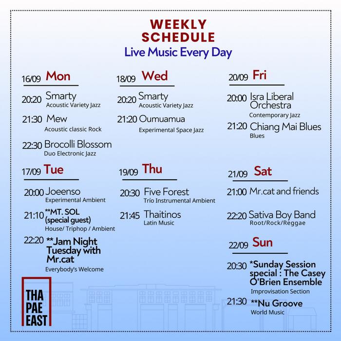 Live Music Schedule September week3